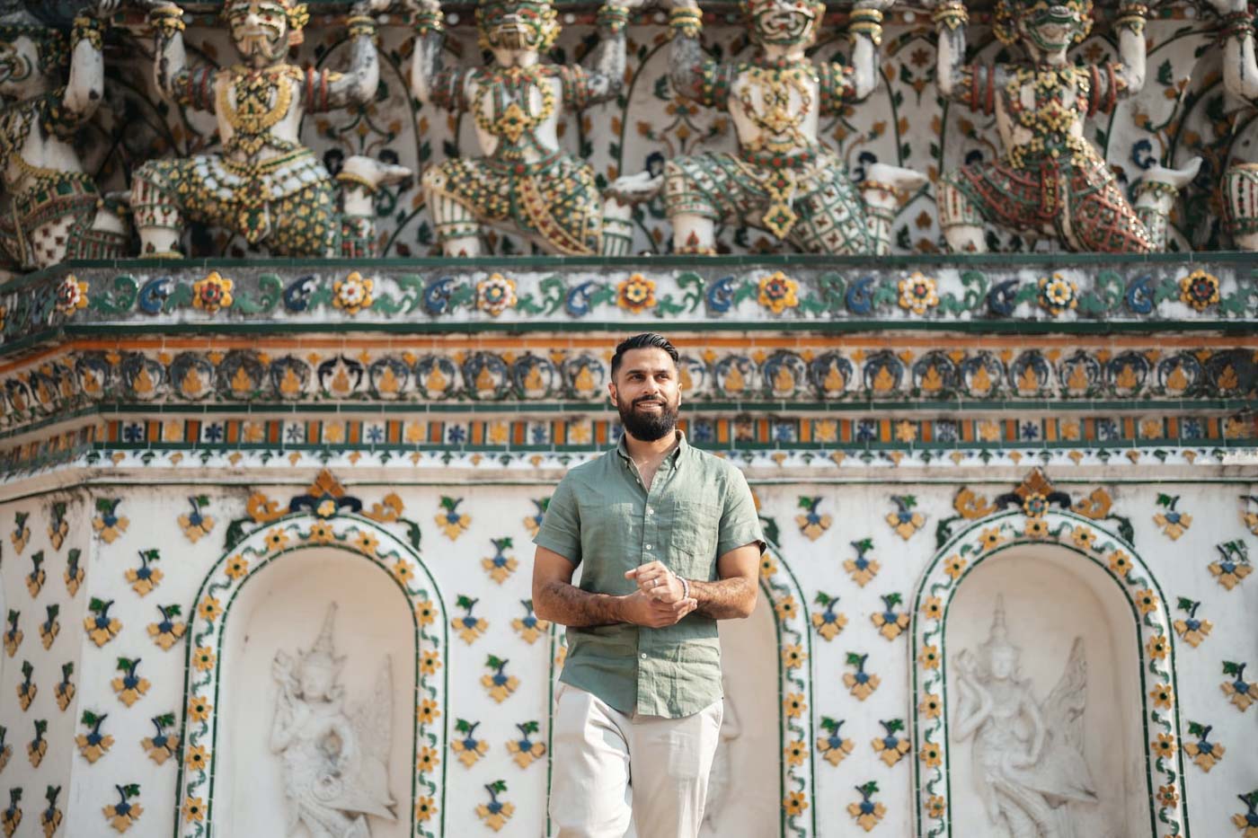 Central prang of Wat Arun at golden hour