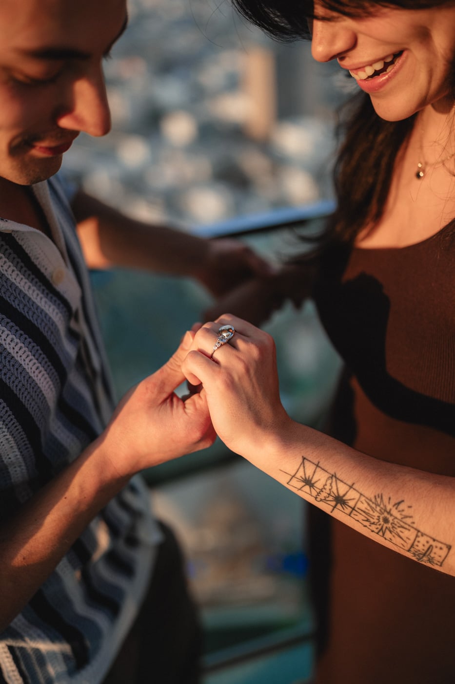 Proposal photography Bangkok - couple at engagement moment