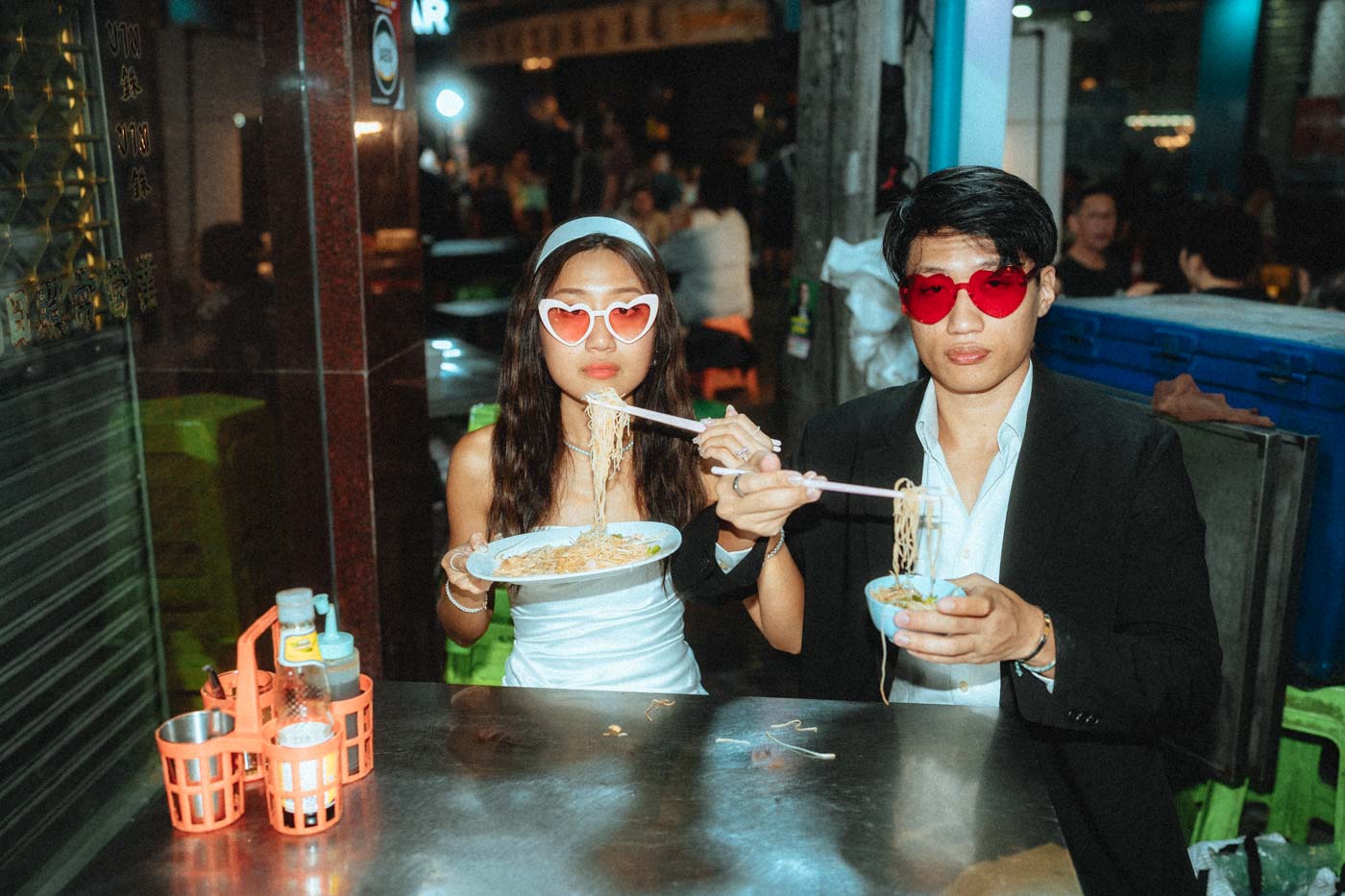 Pre-wedding Chinatown Bangkok neon lights cinematic