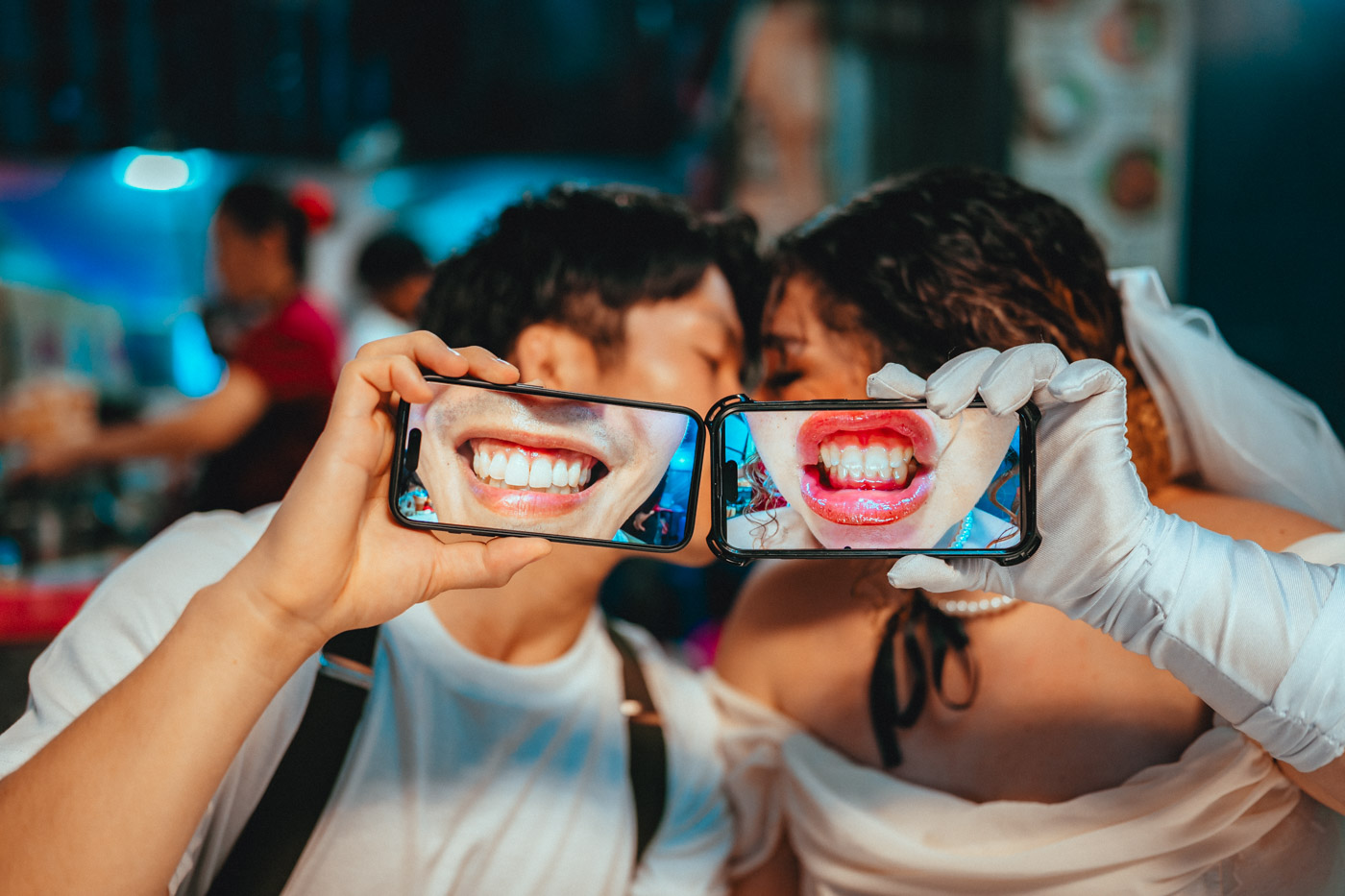 Bangkok pre-wedding cinematic Chinatown neon night photography