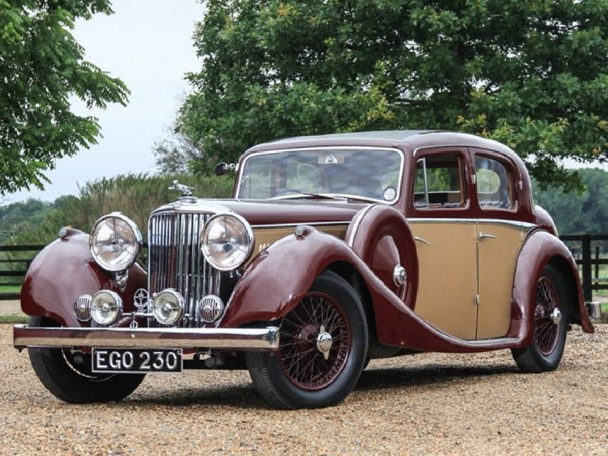 Jaguar SS Saloon 1937 maroon over tan